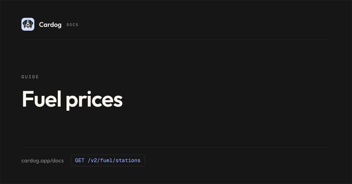 Fuel prices · Cardog API docs