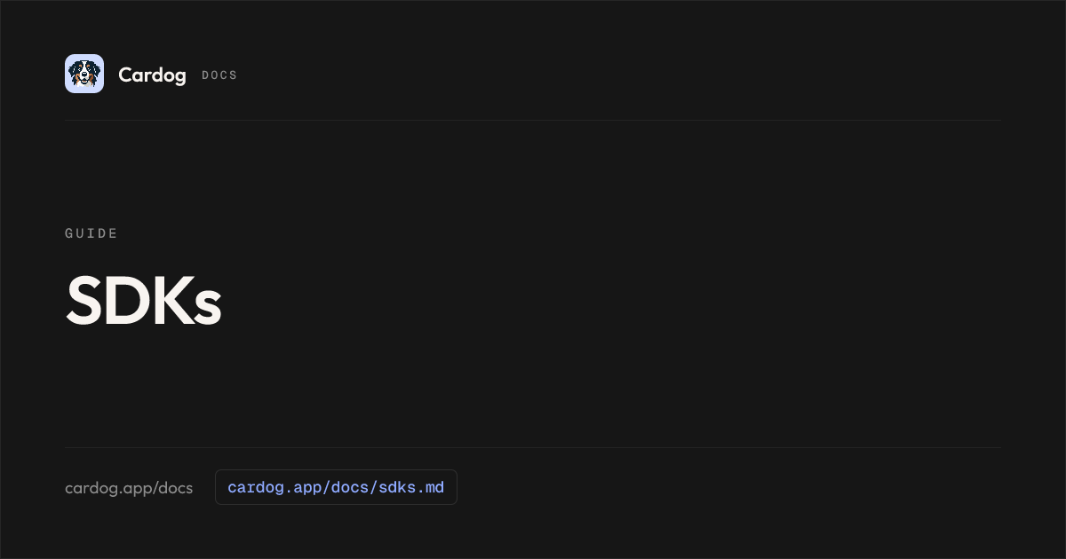 SDKs · Cardog API docs